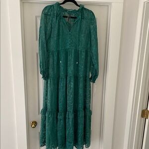 Anthropologie Elegant Green Lace Maxi Dress